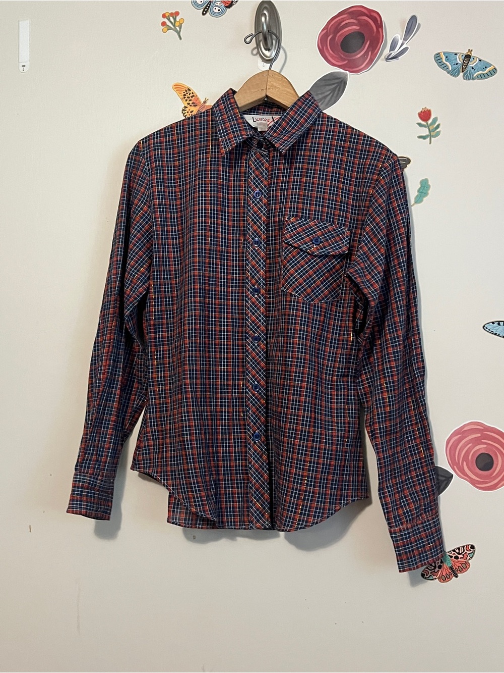 Vintage Red and Blue Plaid Button-Down Shirt